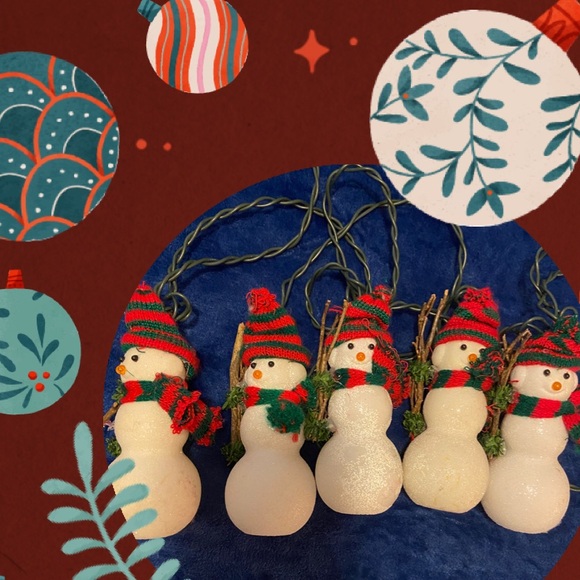 5 Electric White snowman with red & green scarf & hat - Picture 15 of 15